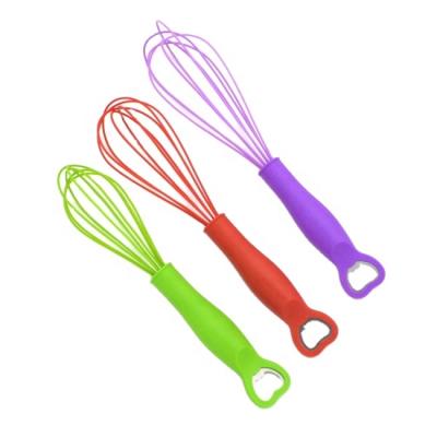 China Viable Manual Food Grade Silicone Stainless Steel Mixer Favorite Beater Mixer Egg Beater Set With Bottle Opener for sale