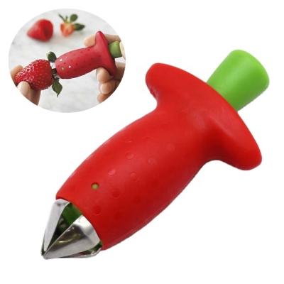 China RTS Amazon Hot Selling Food Grade Strawberry Huller Tomato Hollow Punch Fruit Leaf Stem Fruit Leaf Stem Remover 430#Stainless Viable Steel And Plastic for sale