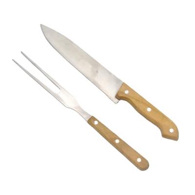 China Durable Stainless Steel Meat Fork Bread Carving Fork And Knife Set for sale