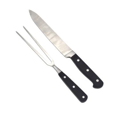 China Durable Stainless Steel Meat Fork Bread Carving Fork And Knife Set for sale