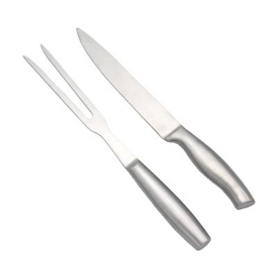 China Durable Stainless Steel Meat Fork Bread Carving Fork And Knife Set for sale