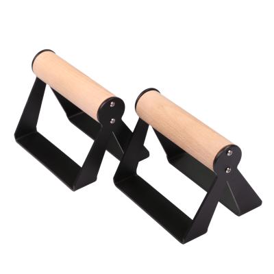 China Iron+beech RTGFIT Parallettes Barbell Pump Stands Wooden Lift Up Stand Bar Calisthenics Handstand Grip Bodyweight Training for sale