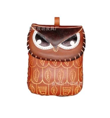 China Cute Cartoonish Handmade Leather Coin Sorter Coin Purse Genuine Leather Wallet For Kids Change Purse for sale