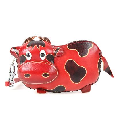 China Cartoonish Genuine Leather Animal Shape Coin Purse Clasp Wallet With Zipper Coin Pocket For Kids for sale