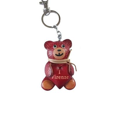 China Custom Genuine Leather Animal Red Leather Key Chain Zodiac Key Chain Panda Sign Promotion Gift Chinese Key Chain for sale