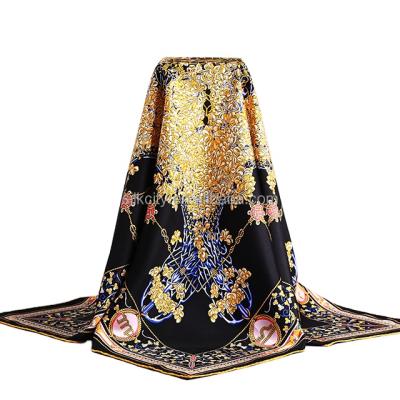 China Hangzhou Square European Twill Screen Printing Design Fashion Silk Scarf 90x90 for sale