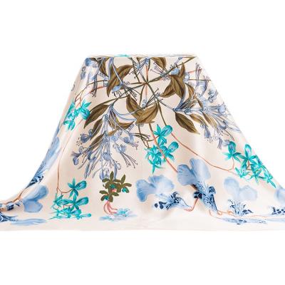 China 2019 Ladies Place OEM Graceful Floral Pattern Digital Printed French Square Twill 100% Silk Scarves for sale