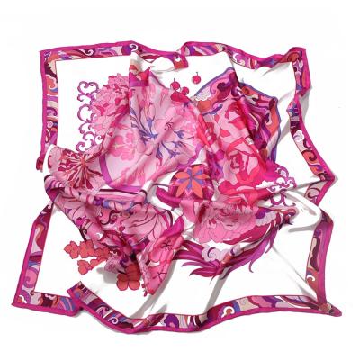 China Square 100% Silk Private Label Hijab Satin Floral Printed Silk Scarf For Ladies for sale