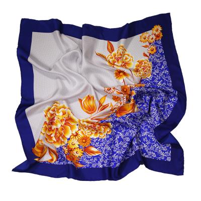 China Low Price Square Thai Popular Hijab Hand Beaded Screen Printed New Satin Silk Scarf for sale