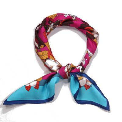 China Square Turkey Digitally Printed Soft Viscose Embroidered Satin Silk Scarf Designer for sale