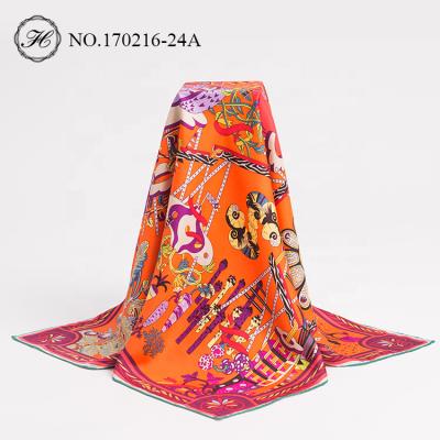 China Square Women Square Scarf Digital Printing Silk Pure Silk Scarf For Ladies for sale