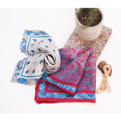 China Custom Pure Square Square Print Habotai Paisley Women's Digital Silk Scarf 45*45cm for sale