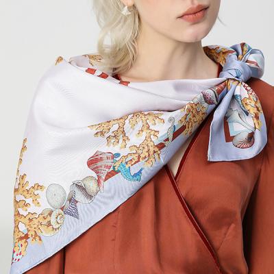 China High Quality 100% Pure Silk Square Scarf Digitally Printed Ladies Silk Scarves for sale