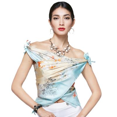 China Adjust no moq printed custom 100% silk scarf custom print edge drop shipping for sale