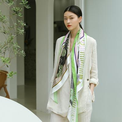 China Custom Logo Printing Designer 100% Soft Smooth Feeling Silk Neck Scarf Fabric Women for sale