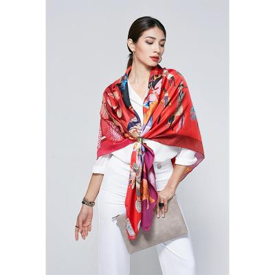 China Factory 90X90 square100% custom made polyester silk like satin cheap hair scarf for elegant women for sale