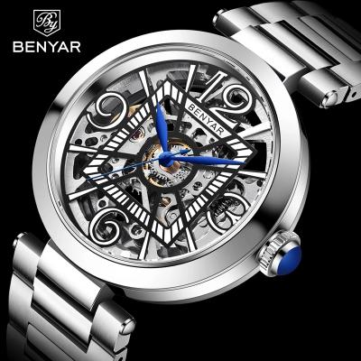 China Masculino 2021 BENYAR 5182 Mechanical Waterproof Automatic Skeleton Men Watch Stainless Steel Business Wristwatches Men's Watches for sale