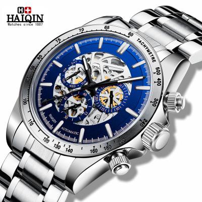 China New HAIQIN Skeleton Chronograph Watches for Men Automatic Sports Waterproof Luxury Mechanical Wrist Watch 2020 Mens Watches relojes hombre for sale