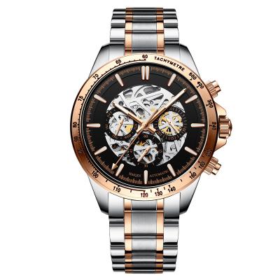 China HAIQIN Chronograph Fashion Style Mens Wristwatches Top Luxury Mens Clock Relojes Hombre Automatic Mechanical Mechanical Skeleton Waterproof Watch for sale