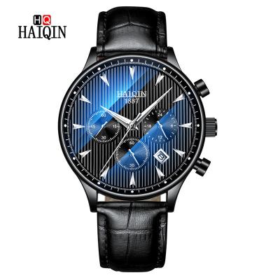 China Luxury brand HAIQIN chronograph watches waterproof factory relogio masculino mens chronograph quartz watch fashion cheap wristwatch watches for sale