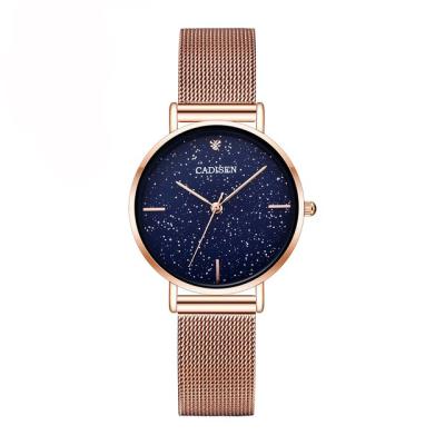 China Water Resistant Ladies Watch CADISEN Fashion Luxury Quartz Watches Stainless Steel Starry Sky Logo Simple Wristwatch Custom Designer Women Watch for sale