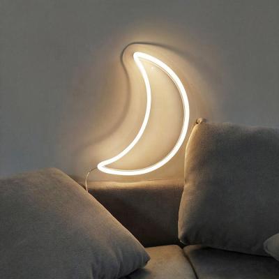 China Custom Bar Moon LED Neon Sign Hardware Acrylic Hanging Install Plug Power Baby Room Party Decoration ROSH for sale