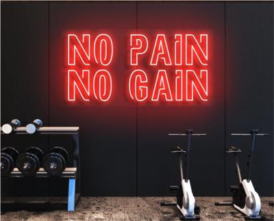 China Stores Custom No Pain No Gain Led Neon Sign For Gyms And Fitness Studios Home Decoration Rohs Light for sale