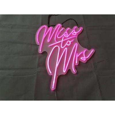 China Wedding Miss Miss To Mrs Wedding Party Indoor Pink Neon Sign Lightd Neon Signs Signs Flex Letters Led Custom Neon Sign for sale