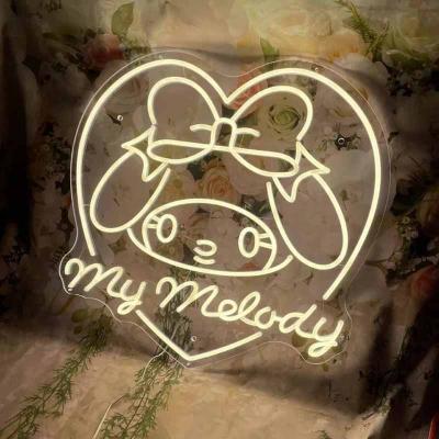 China Shop My Melody Anime Sign Neon Sign LED Neon Light Bedroom Game Room Home Wall Decor Personalized Gift Party Decorations for sale