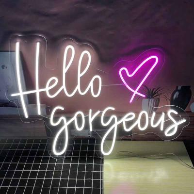 China Shop Hello Heart Neon Lights Wall Decoration Wedding Neon Sign Best Gift Engagement Party Gorgeous Custom Sign Home Sign for sale