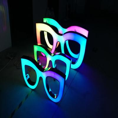 China Store Front Optical Shop RGB Led Eyewear Light Logo Outdoor Waterproof Stainless Steel Front Light Custom Letters Signs for sale