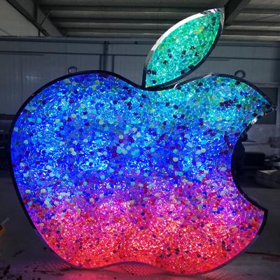 China Store front mobile shop led light apple logo interior custom name boards stainless steel letter signs for sale