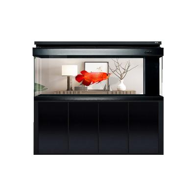 China High Quality Black Brushed Black Border Glass Dragon Fish Tank Golden Dry And Wet Separation Forced Backflow for sale