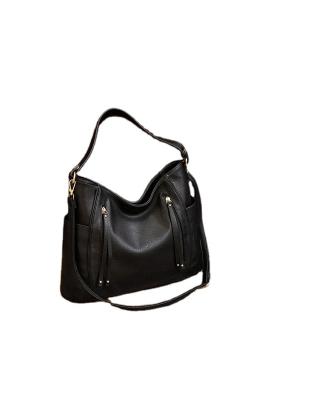 China Waterproof 2022 Wholesale Fashion Designer Black PU Ladies Soft Leather Handbags for sale