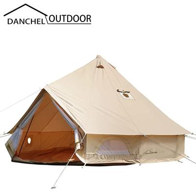 China Waterpoof DANCHEL OUTDOOR 4 Season Canvas Yurt Tent with 2 Stove Jacks for Glamping, Cotton Bell Tent for Winter Camping (2/4/6/8 Person) for sale