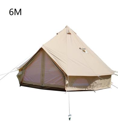 China Diagonal Bracing Type DANCHEL OUTDOOR 6M Cotton Canvas Yurt Tent with 2 Stove Jacks, Glamping Tents for Camping(Top and Wall) for sale