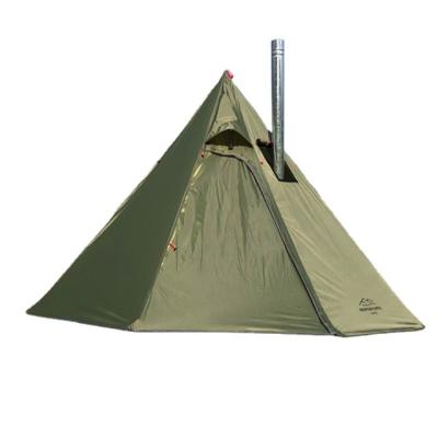 China With stove jacket Ultralight tent 4-Season Green Waterproof Large Family Camp Tent with Roof Stove Jack Hole for hiking tents for sale