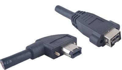 China Flexible IEEE 1394 Firewire Cable 1394A 6 Pin Right Angle To 1394B Female 9 Pin for sale