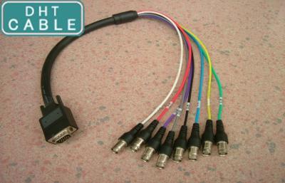 China 1ft 0.3m Custom Cable Assemblies , HD 15M / 8 x BNC Female Custom VGA Cable for sale