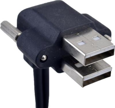 China Right Angle USB Cable With Screw Dual 90 Degree USB CE Approved for sale