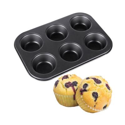 China Lixsun viable a top supplier metal non-stick standard carbon steel 6 cups cupcake muffin pan for sale