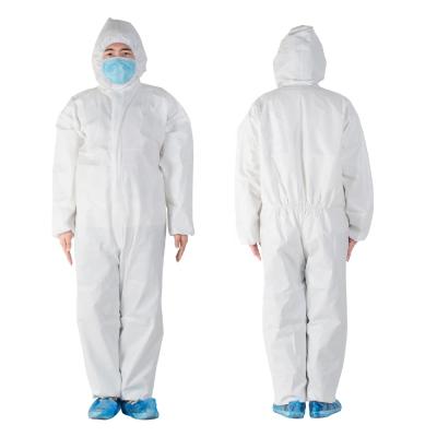 China Hot Selling PP+PE Long Disposable Front Cover Zipper Elastic Insulation Protective Suit for sale