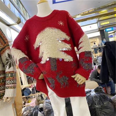 China American Anti-Static European Popular Women Long And Loose Sleeve Christmas Sweater for sale