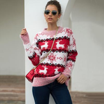 China Breathable American European Popular Women Long And Loose Sleeve Christmas Sweater for sale