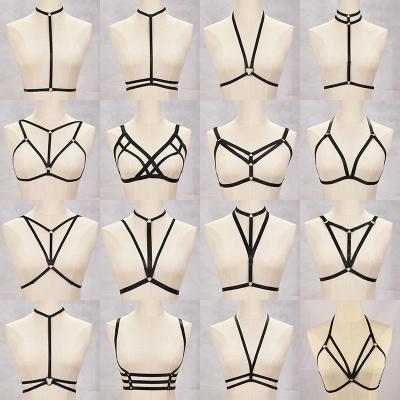 China Gothic Harajuku Body Cage Bra Praise Festival Bralette Harajuku Bondage Fun Polyester Harness Women Fetish Lingerie Sexy Top Framing Bodysuit Bralette Harness for sale