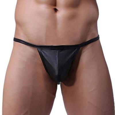 China High Quality Custom Spandex/Modal/Cotton Thong Sexy Black Leather Underwear Men for sale