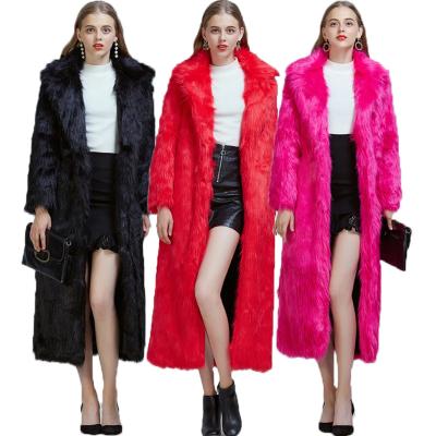 China Breathable Women's Luxury Artificial Fox Fur Overcoats For Ladies Winter Warm Furry Jacket Coats Long Outwear Fashion Cardigan Tops for sale