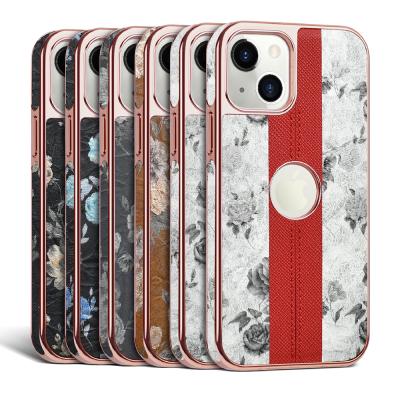 China New Product Anti-fall Metal Texture Romatic Rose Cell Phone Case For Apple iPhone 13 for sale