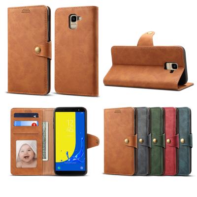 China Top Leather Credit Card Phone Case PU Cell Phone Case For Samsung Galaxy A6 for sale