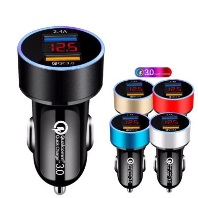 China QC3.0 Cigarette Lighter Design Dual USB Car Charger , Fast Charging Car Charger for sale